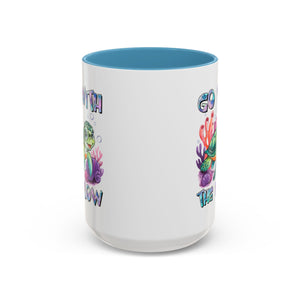 Ocean-Inspired Accent Coffee Mug - 'Go With The Flow' Design turtle