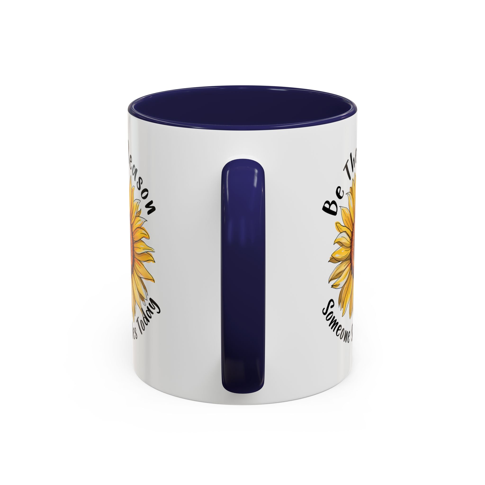 Sunflower Smile Accent Coffee Mug - Cheerful Gift for Friends, Inspirational Mug, 11oz/15oz, Daily Motivation, Brighten Someone's Day
