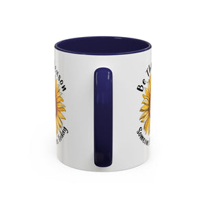 Sunflower Smile Accent Coffee Mug - Cheerful Gift for Friends, Inspirational Mug, 11oz/15oz, Daily Motivation, Brighten Someone's Day