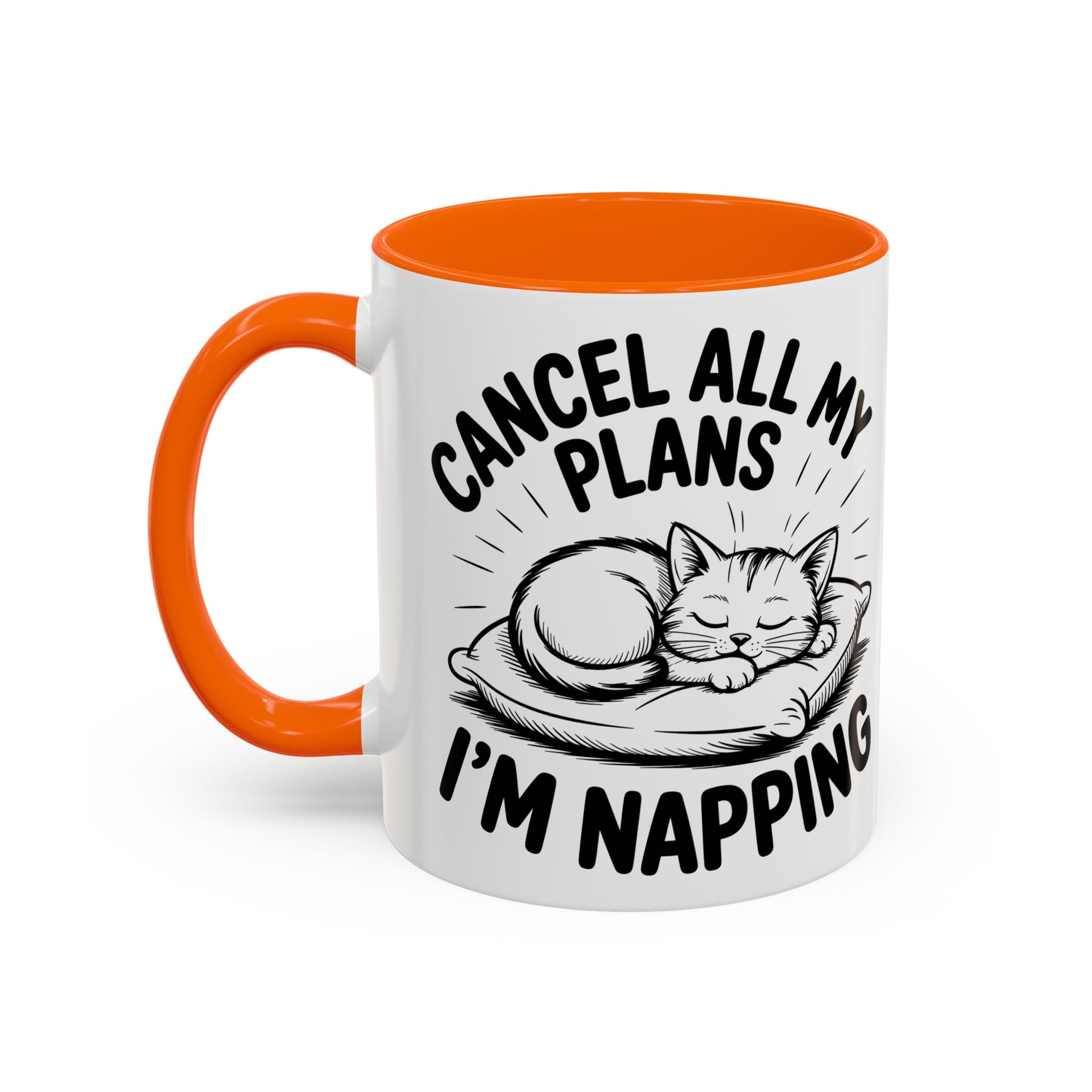 Accent Coffee Mug — "Cancel All My Plans I'm Napping" Cat Sleepy Coffee Mug