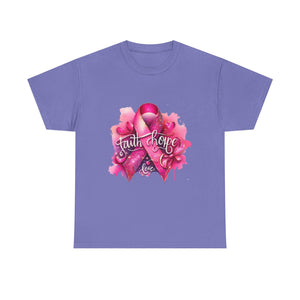 Breast Cancer Awareness Tee, Faith and Hope Message Shirt, Support Shirt, Gift for Survivors, Inspirational T-Shirt