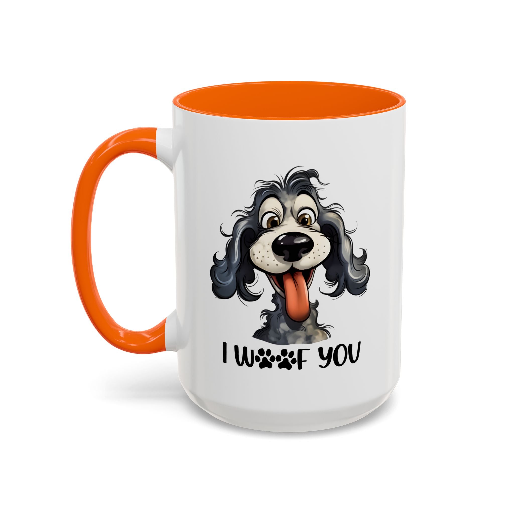 Dog Lover's Accent Coffee Mug - I Woof You, Pet Gift, Animal Lover Cup, Dog Mom Mug, Cute Dog Design, Fun Coffee Cup