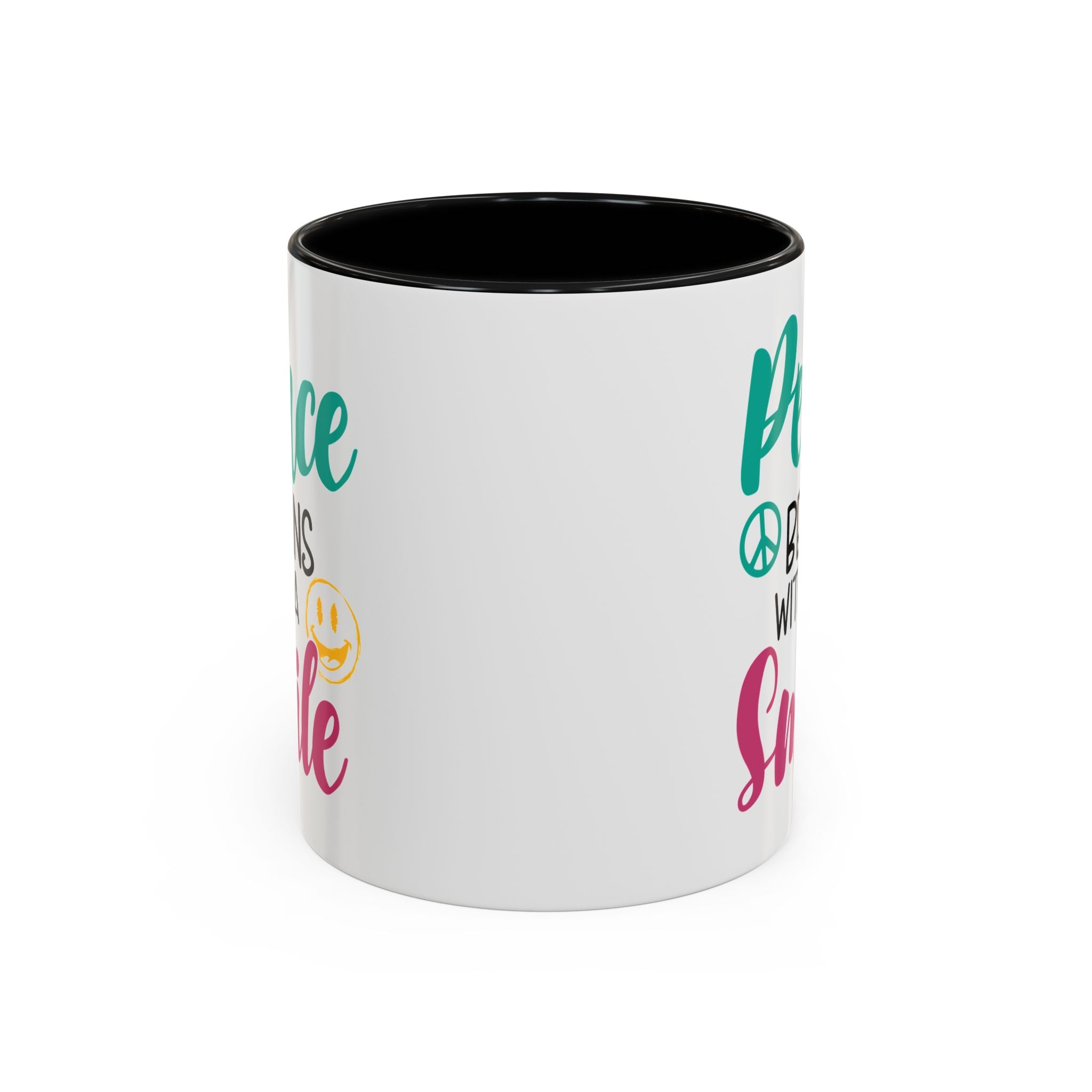 Inspirational Peace Coffee Mug - "Peace Begins with a Smile" - 11oz & 15oz