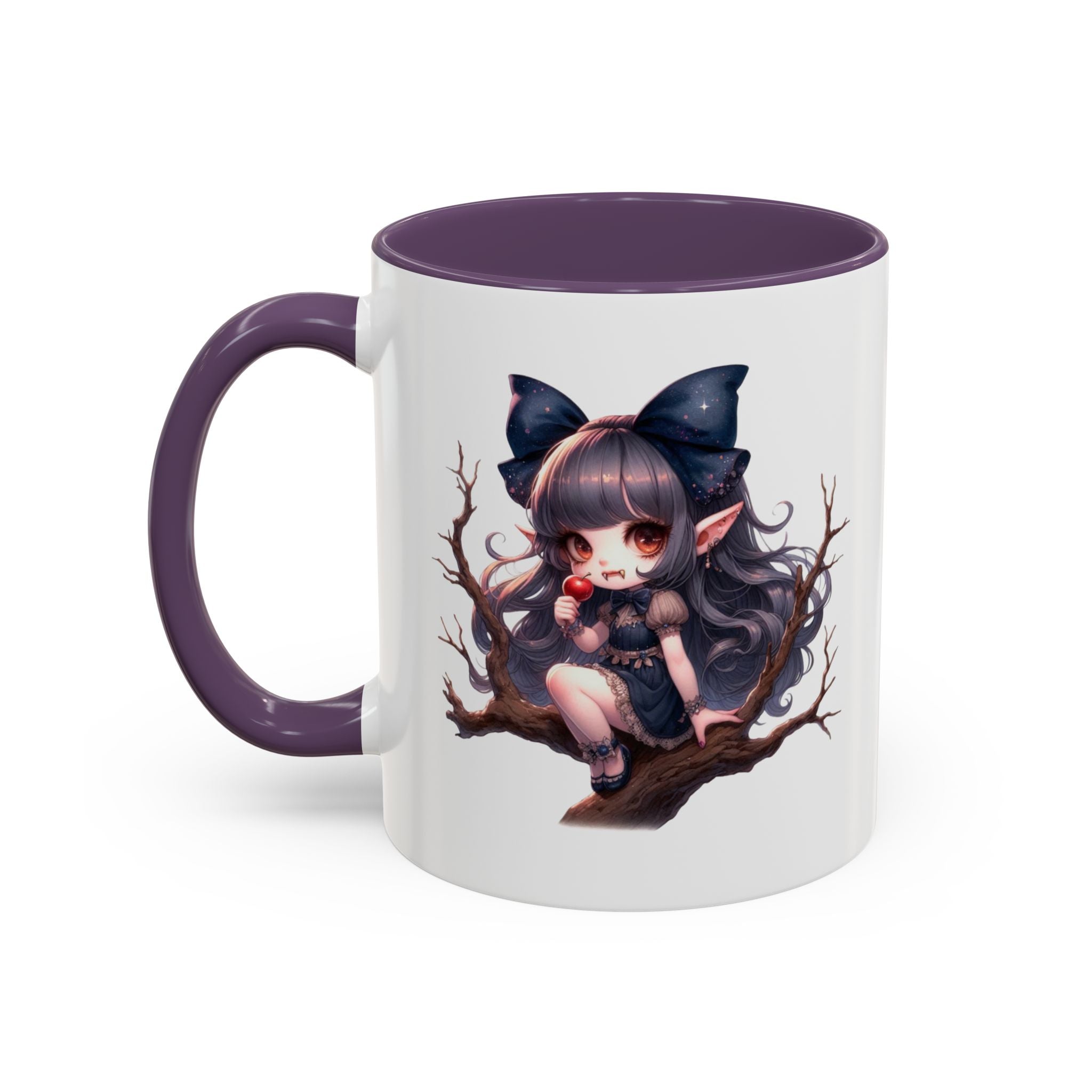 gothic vampire girl in tree horror art Accent Coffee Mug (11, 15oz) png16