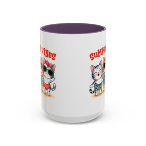 Summer Vibes Cat Coffee Mug - Fun Accent Mug for Cat Lovers