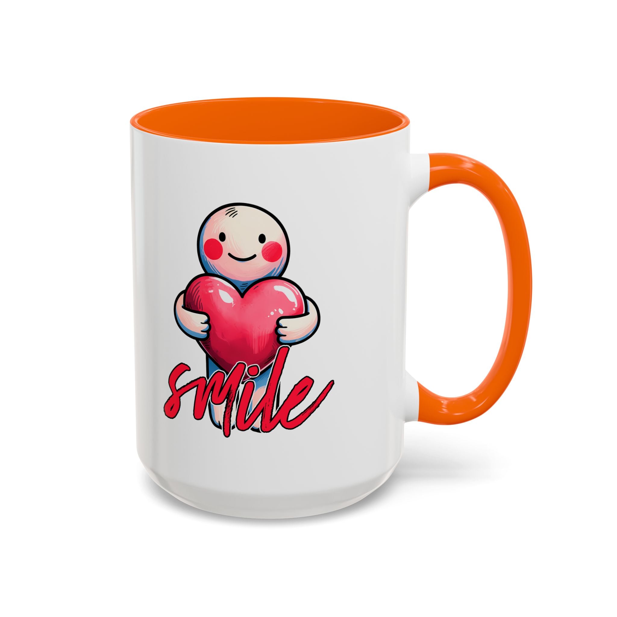 Smiling Heart Accent Coffee Mug - 11oz & 15oz | Cute Gift for Friends & Family