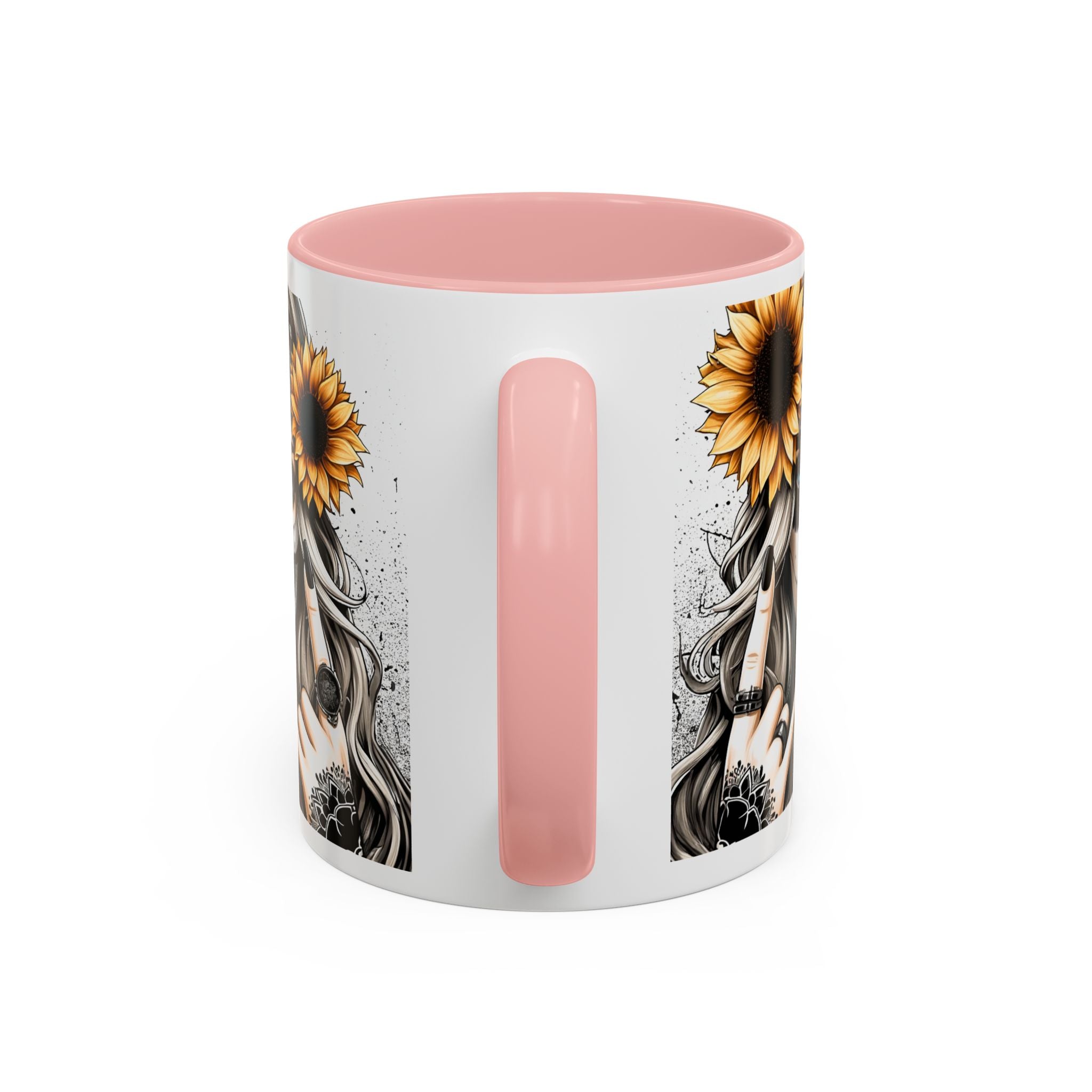 Sunflower Skull Accent Coffee Mug, Gothic Floral Mug, Unique Gift for Coffee Lovers, Boho Decor, Halloween Mug, Artful Drinkware
