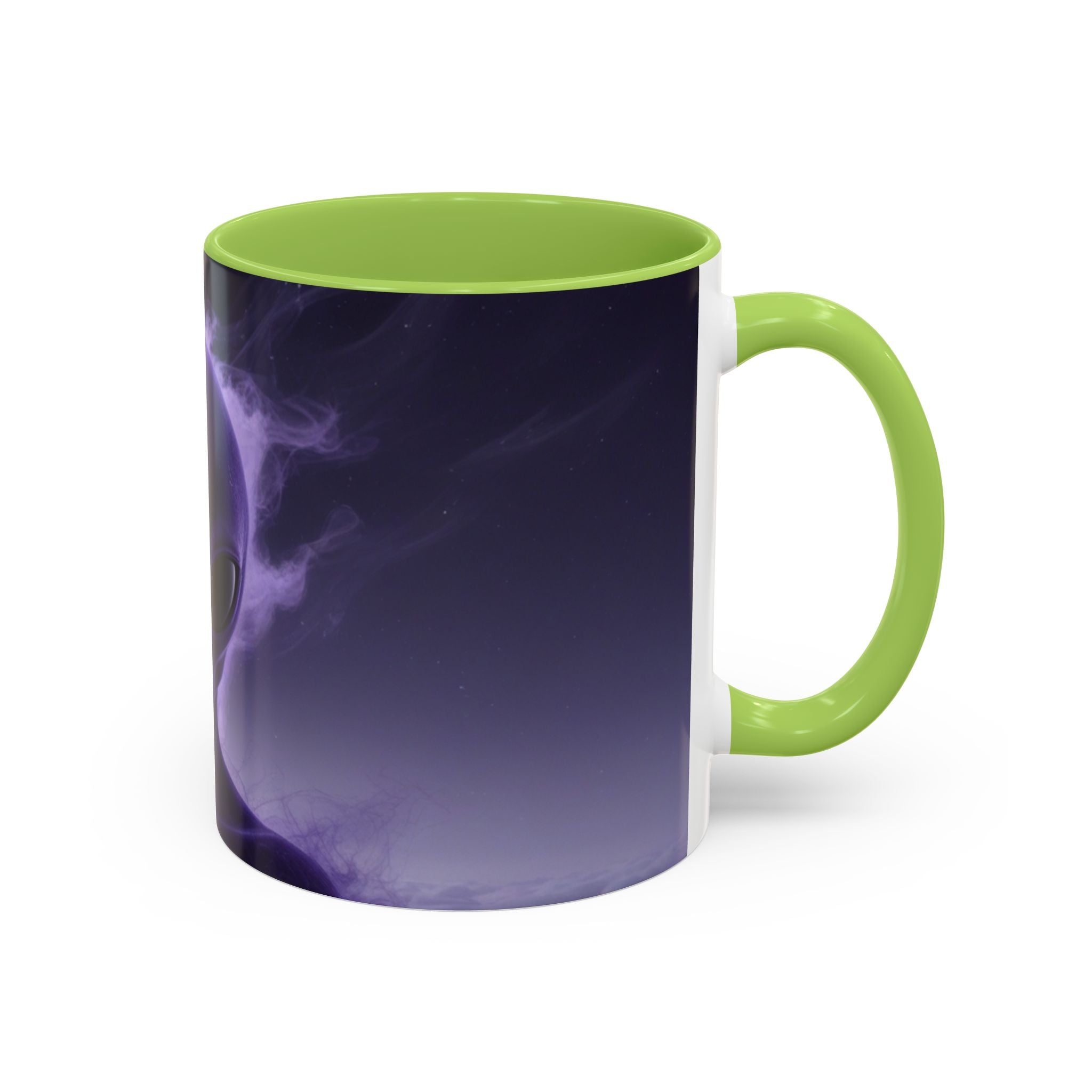 Alien Portrait Accent Coffee Mug — Purple Cosmic Extraterrestrial Art (11/15oz)