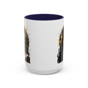 Gothic Art Accent Mug - Artistic Skull & Lady Design, Unique Coffee Cup for Halloween, Gift for Her, Decorative Kitchenware, Dark Aesthetic