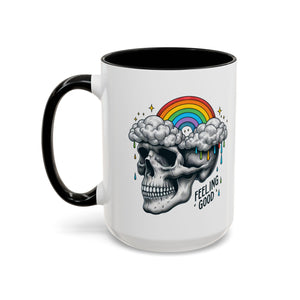 Skull Rainbow Coffee Mug, Unique Gift for Coffee Lovers, Halloween Decor, Daily Motivation Mug, Fun Skull Design