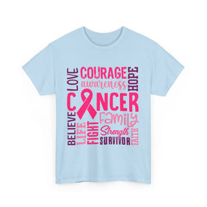 Cancer Awareness Unisex Tee, Support Cancer Fighters, Fight Against Cancer, Gift for Survivors, Hope & Love T-Shirt