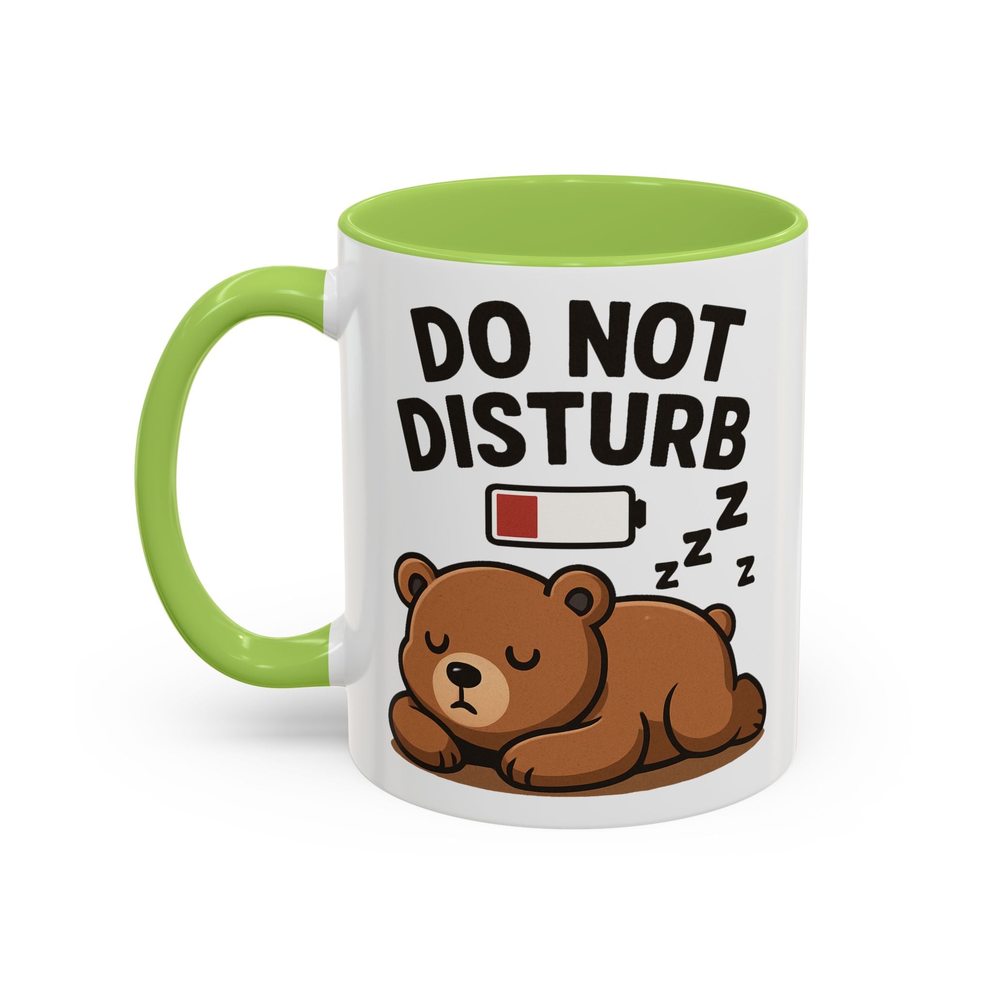 Do Not Disturb Bear Coffee Mug – Low Battery Cute Sleeping Bear Accent Mug (11/15oz)