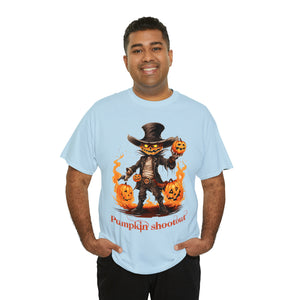Halloween t shirt pumpkin western style shootout funny fall fun scary stocking stuffer for whole family  cotton tee