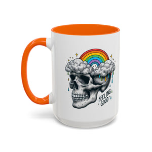 Skull Rainbow Coffee Mug, Unique Gift for Coffee Lovers, Halloween Decor, Daily Motivation Mug, Fun Skull Design