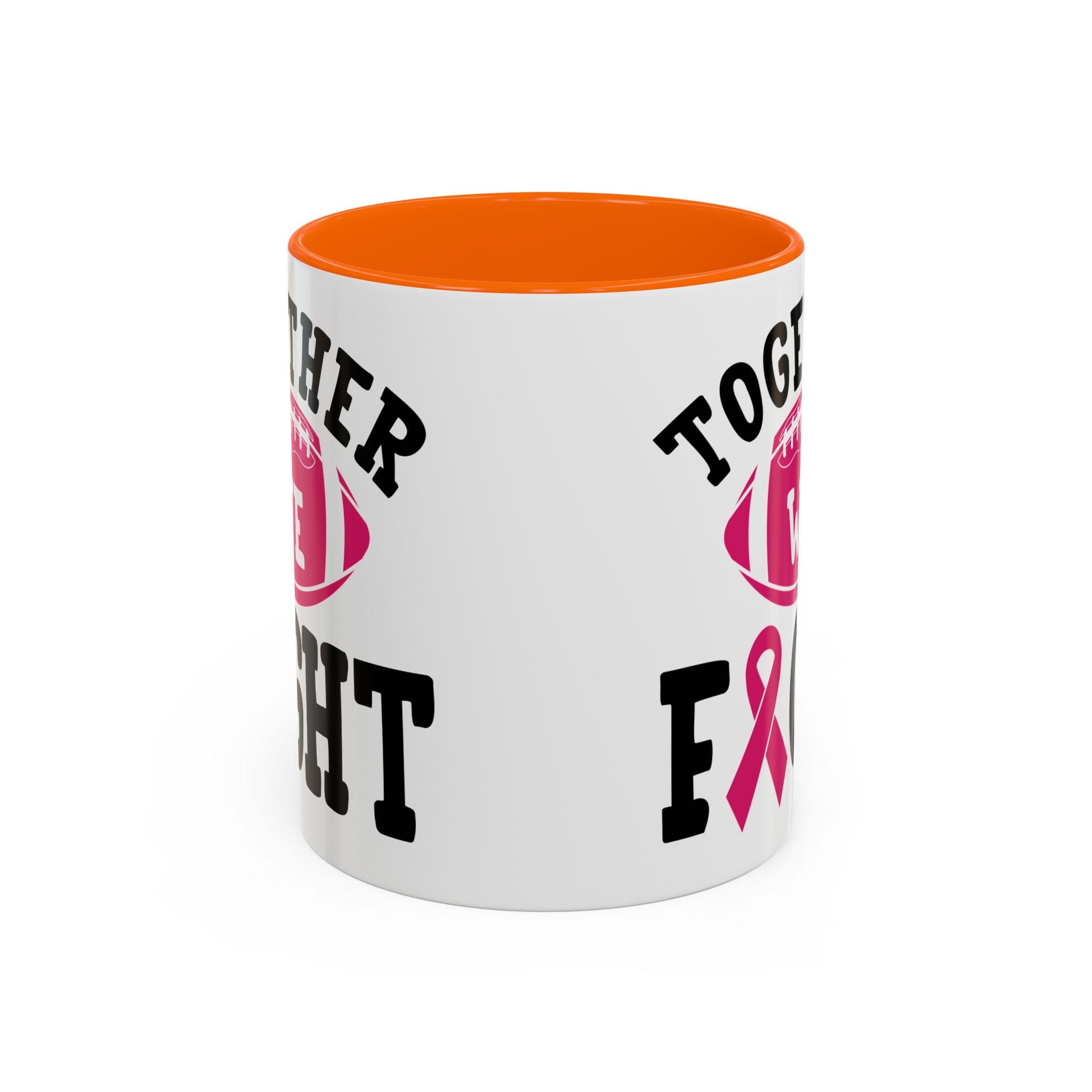Together We Fight Pink Ribbon Coffee Mug, Support Breast Cancer Awareness, Gift for Survivors, Football Lovers, Empowerment