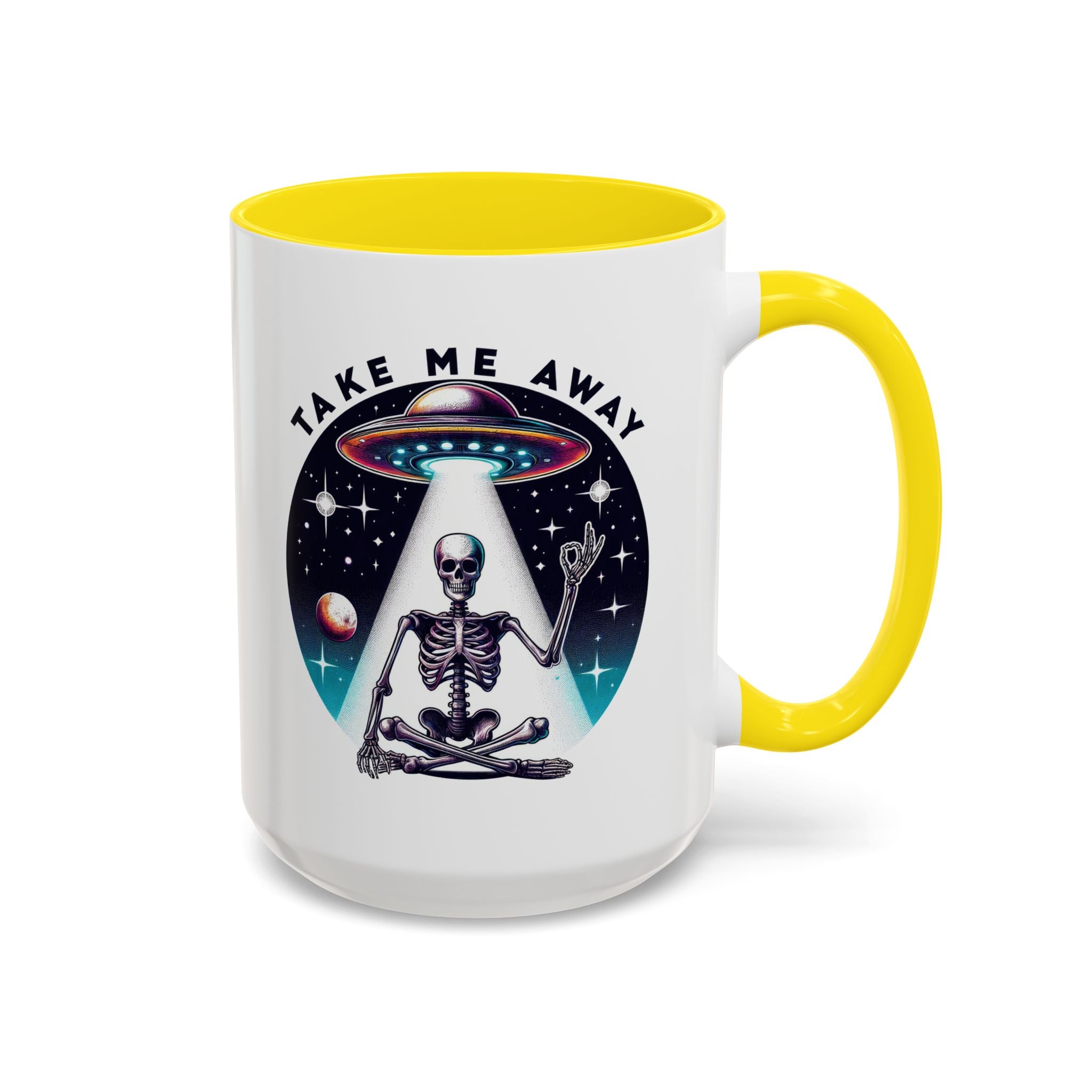 Galactic Skeleton Coffee Mug, Take Me Away Mug, Space-Themed Mug, Unique Gift for alien Lovers, Sci-Fi Cafe Mug