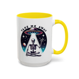 Galactic Skeleton Coffee Mug, Take Me Away Mug, Space-Themed Mug, Unique Gift for alien Lovers, Sci-Fi Cafe Mug