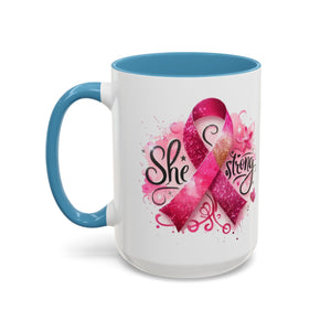 Empowering Pink Ribbon Coffee Mug - Gift for Survivors, Breast Cancer Awareness, Motivational Mug, Inspirational Drinkware, Self-Care Gift