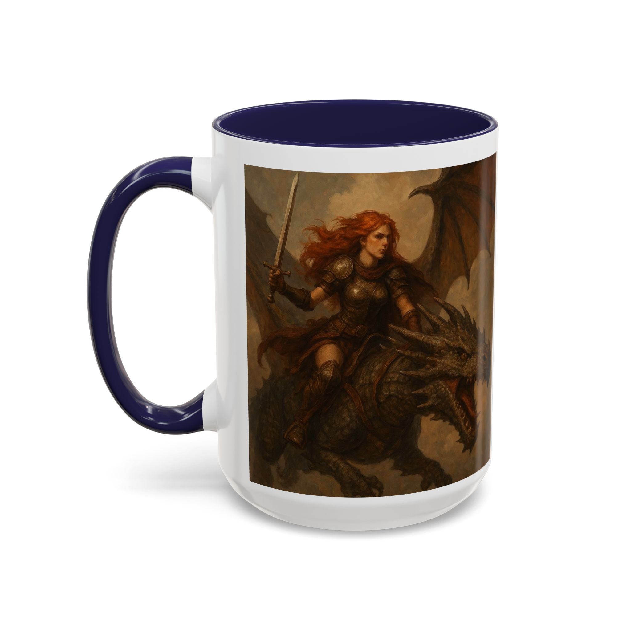 Fantasy Dragon Rider Coffee Mug gothic woman warrior queen