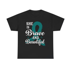 Empowering Brave & Beautiful Tee, Inspirational T-Shirt, Unisex Awareness Shirt, Gift for Support, Cancer Awareness Tee, Confidence T-Shirt