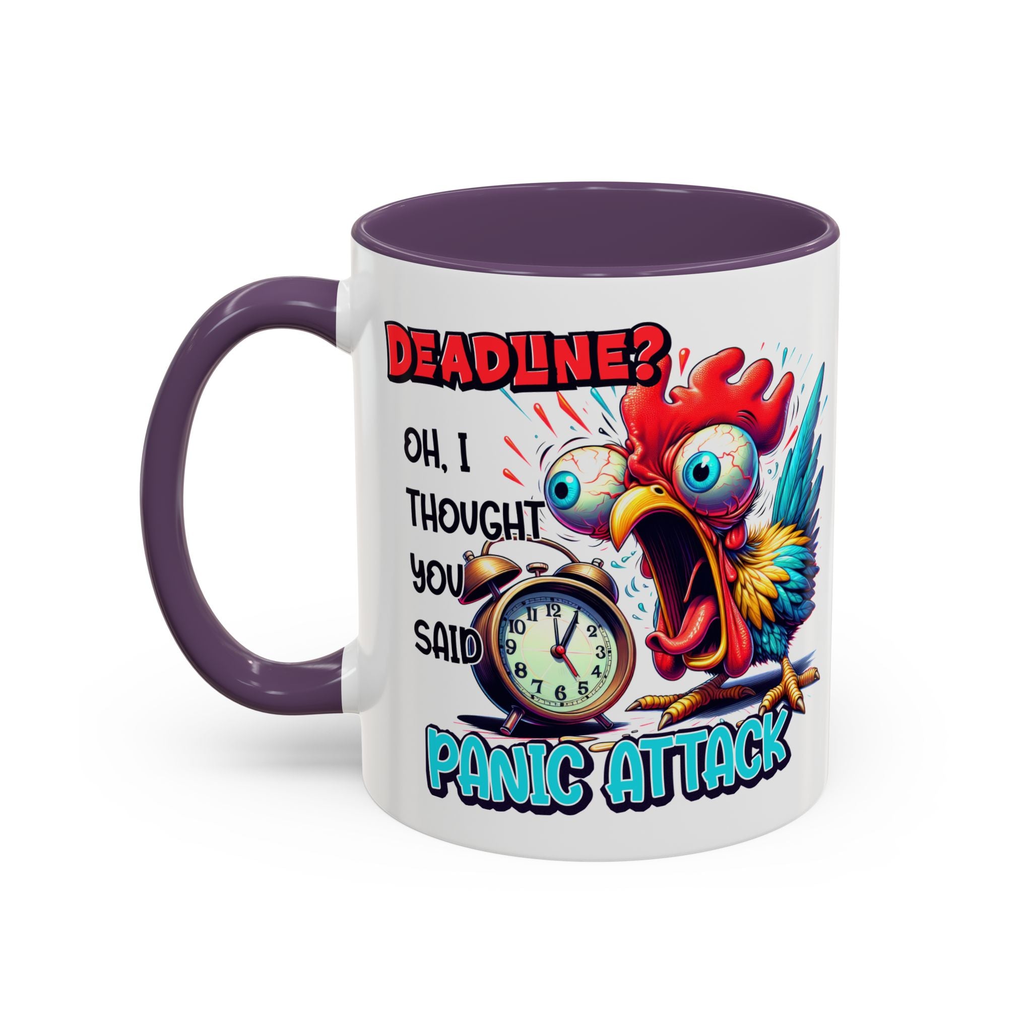 Funny Panic Attack Coffee Mug, Quirky Rooster Mug for Stress Relief, Gift for Teachers, Office Humor, Coworker Gift, Fun Coffee Cup