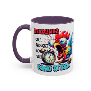 Funny Panic Attack Coffee Mug, Quirky Rooster Mug for Stress Relief, Gift for Teachers, Office Humor, Coworker Gift, Fun Coffee Cup