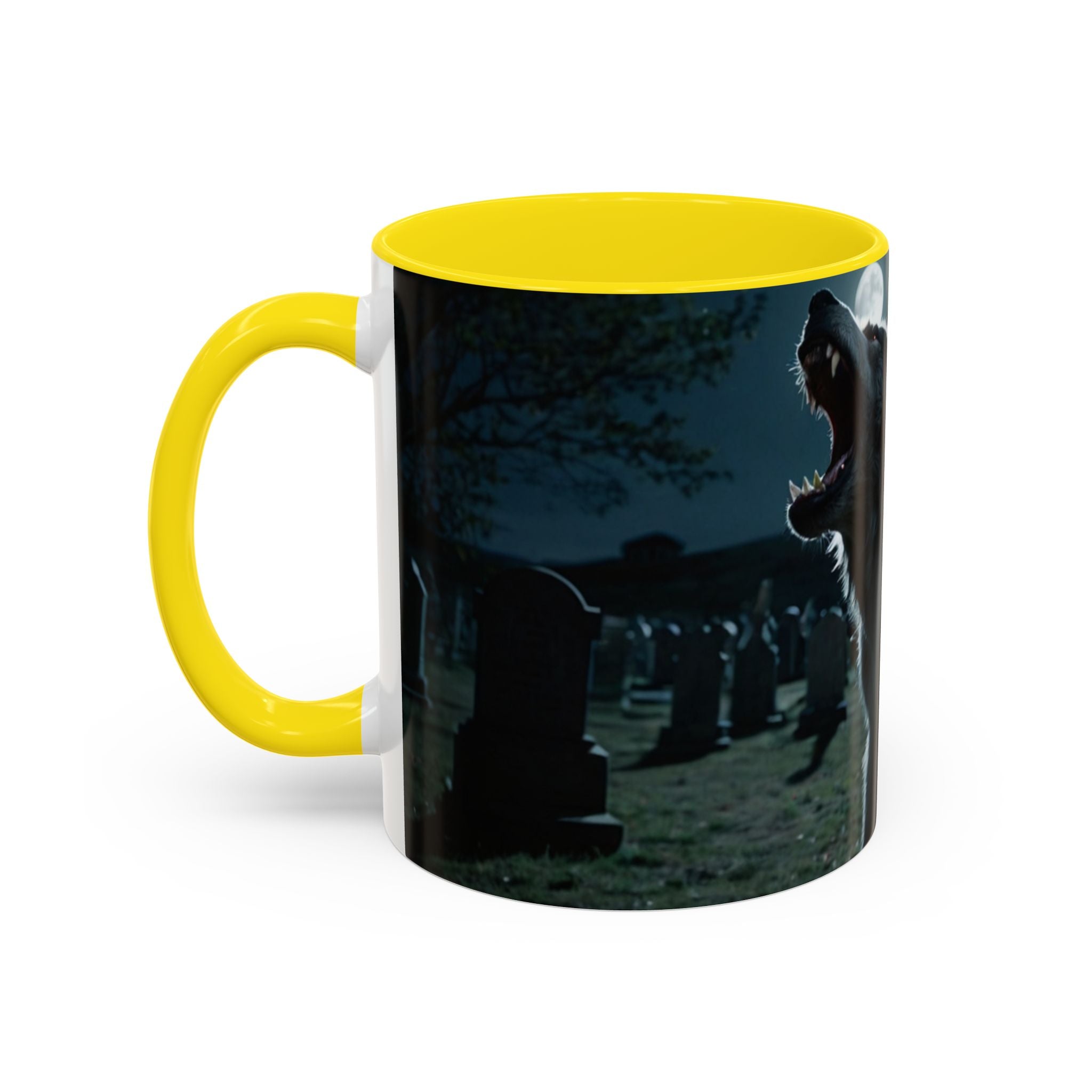 halloween werewolf in graveyard Howling Wolf Accent Coffee Mug - 11 & 15oz