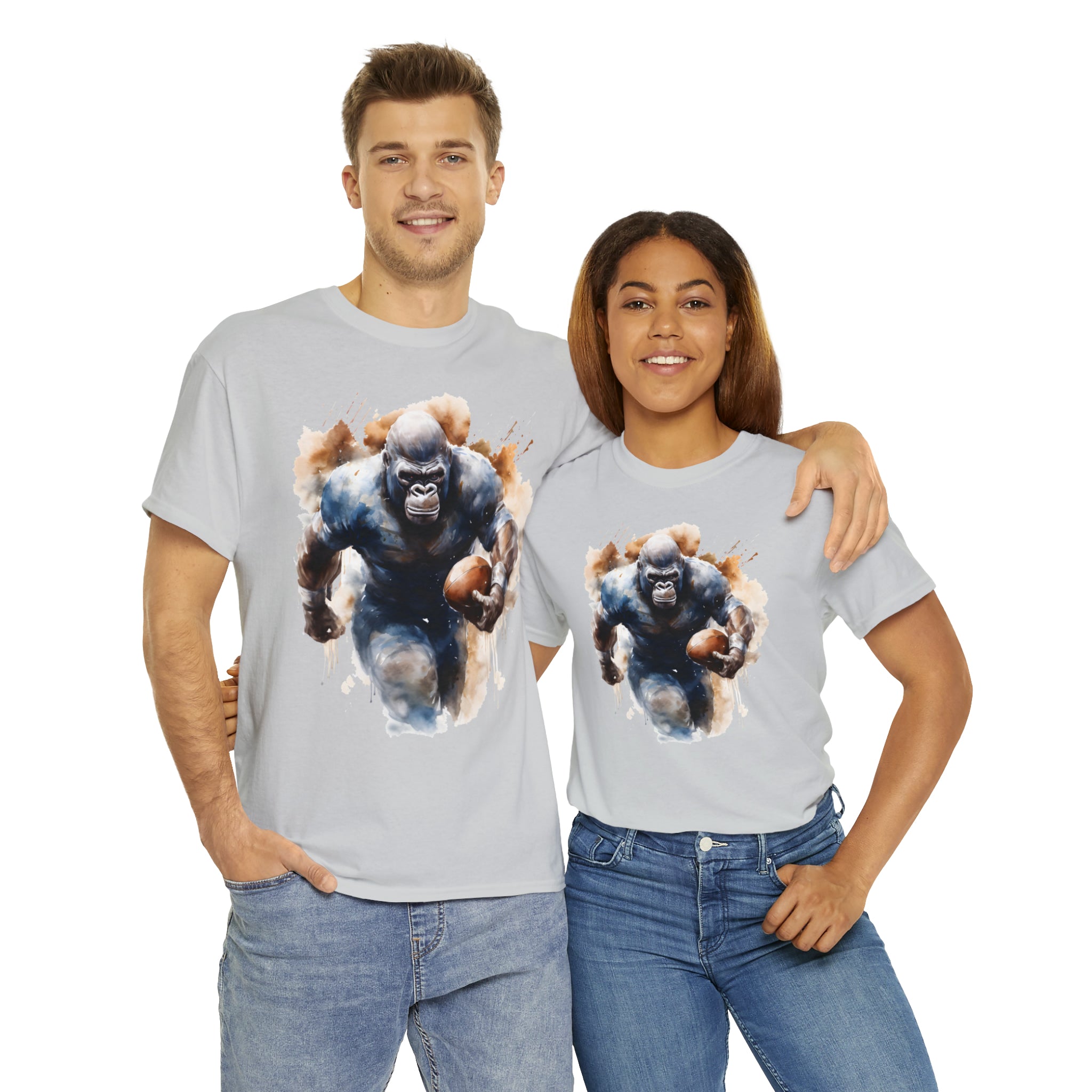 funny Football gorilla t shirt gift Unisex Heavy Cotton Tee