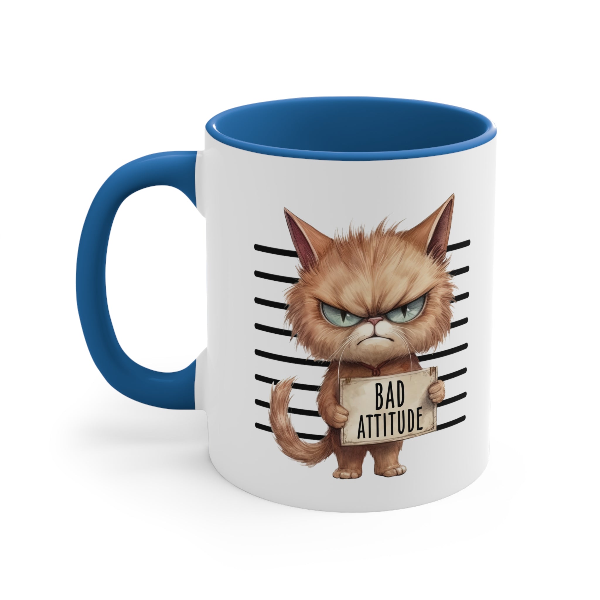 Funny cat bad attitude Accent Coffee Mug, 11oz animal lover gift