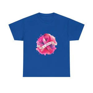 Empowering Cancer Awareness Tee - She is Strong, Support Shirt, Gift for Survivors, Pink Ribbon Apparel, Breast Cancer Awareness