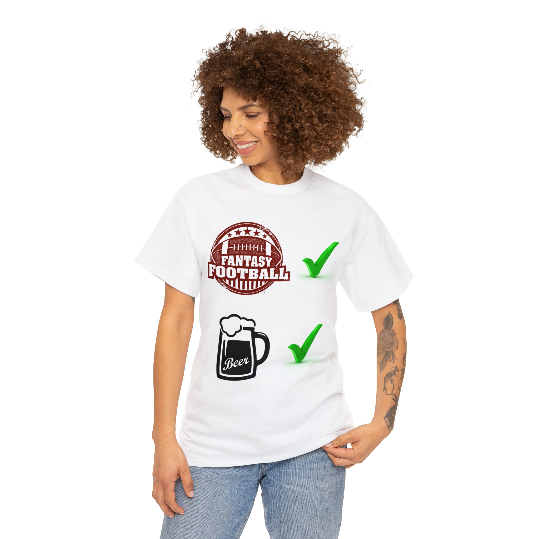 Fantasy football and beer Unisex Heavy Cotton Tee