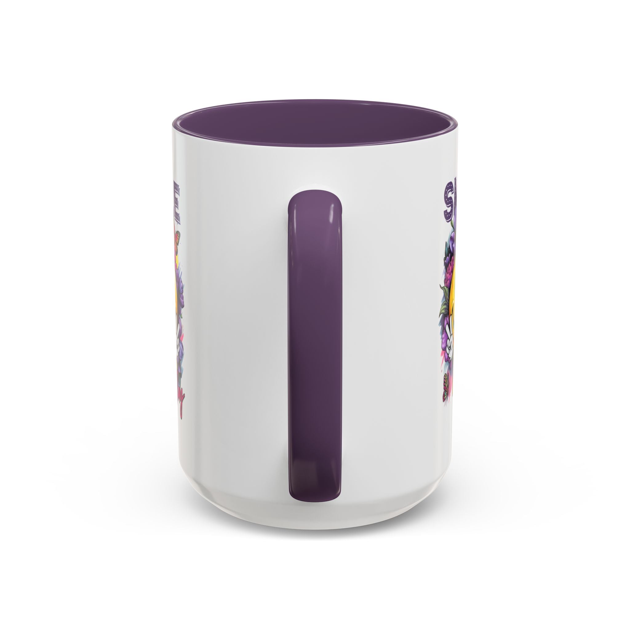 Smile Stay Accent Coffee Mug - Vibrant Floral Design for Positive Vibes