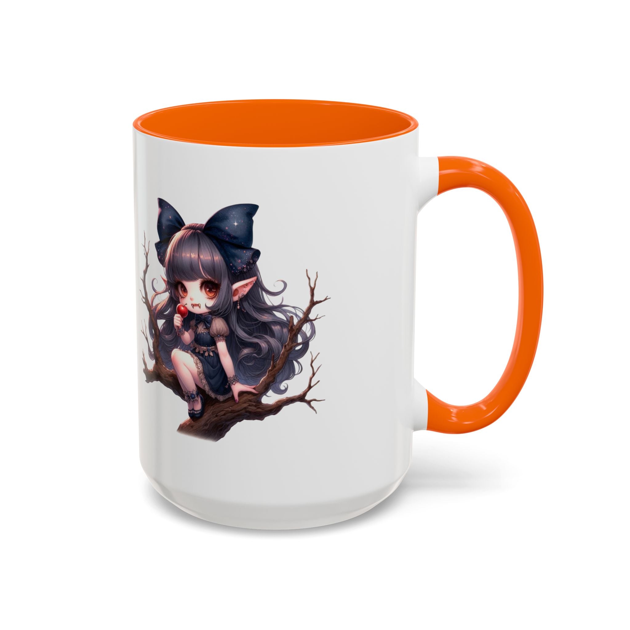 gothic vampire girl in tree horror art Accent Coffee Mug (11, 15oz) png16