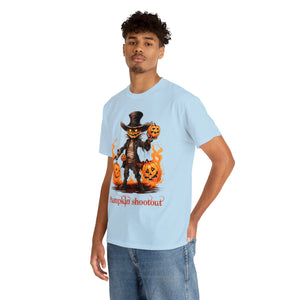 Halloween t shirt pumpkin western style shootout funny fall fun scary stocking stuffer for whole family  cotton tee