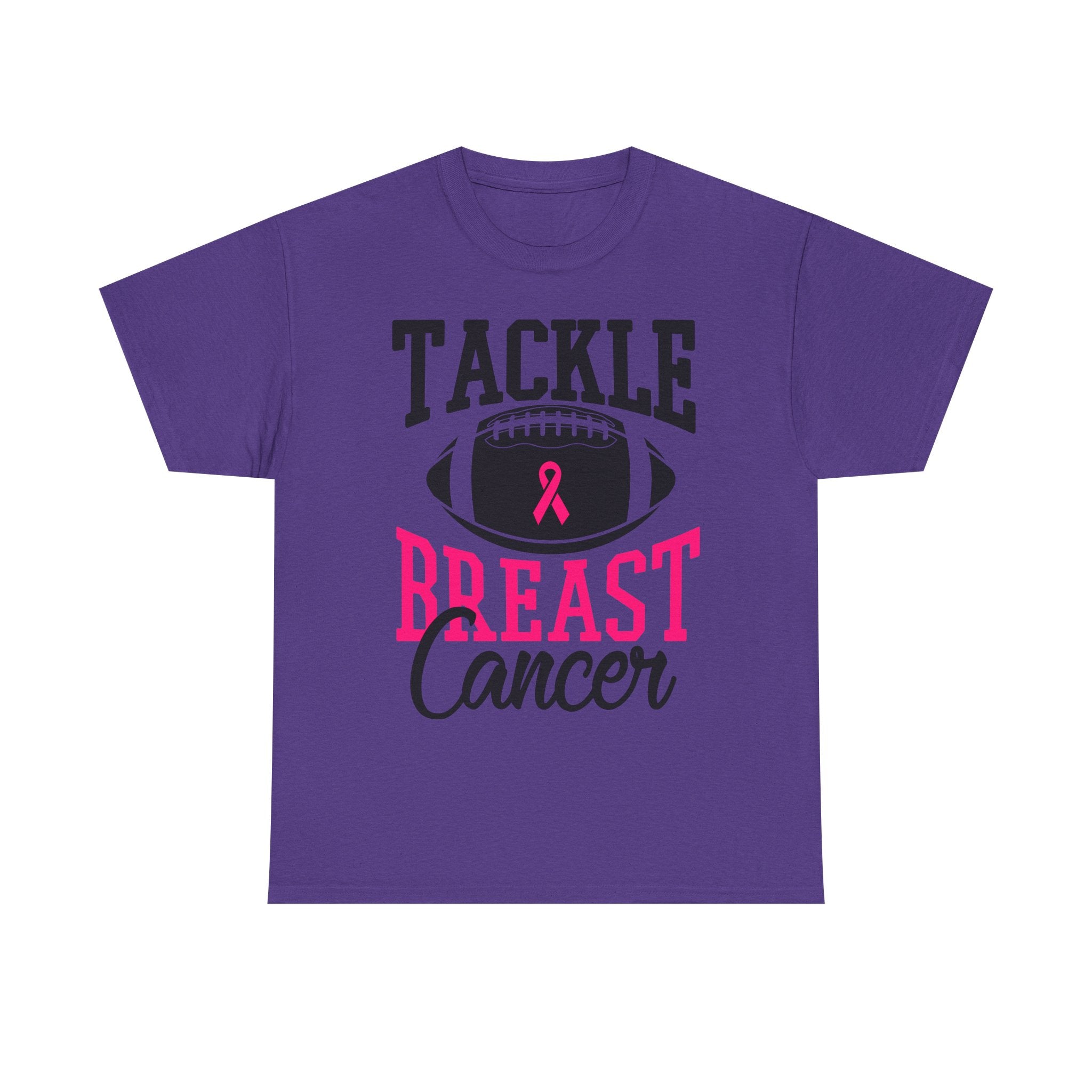 Unisex Heavy Cotton Tee - Tackle Breast Cancer Awareness Shirt, Football Support Tee, Gift for Cancer Fighters, Sports Fundraiser Shirt