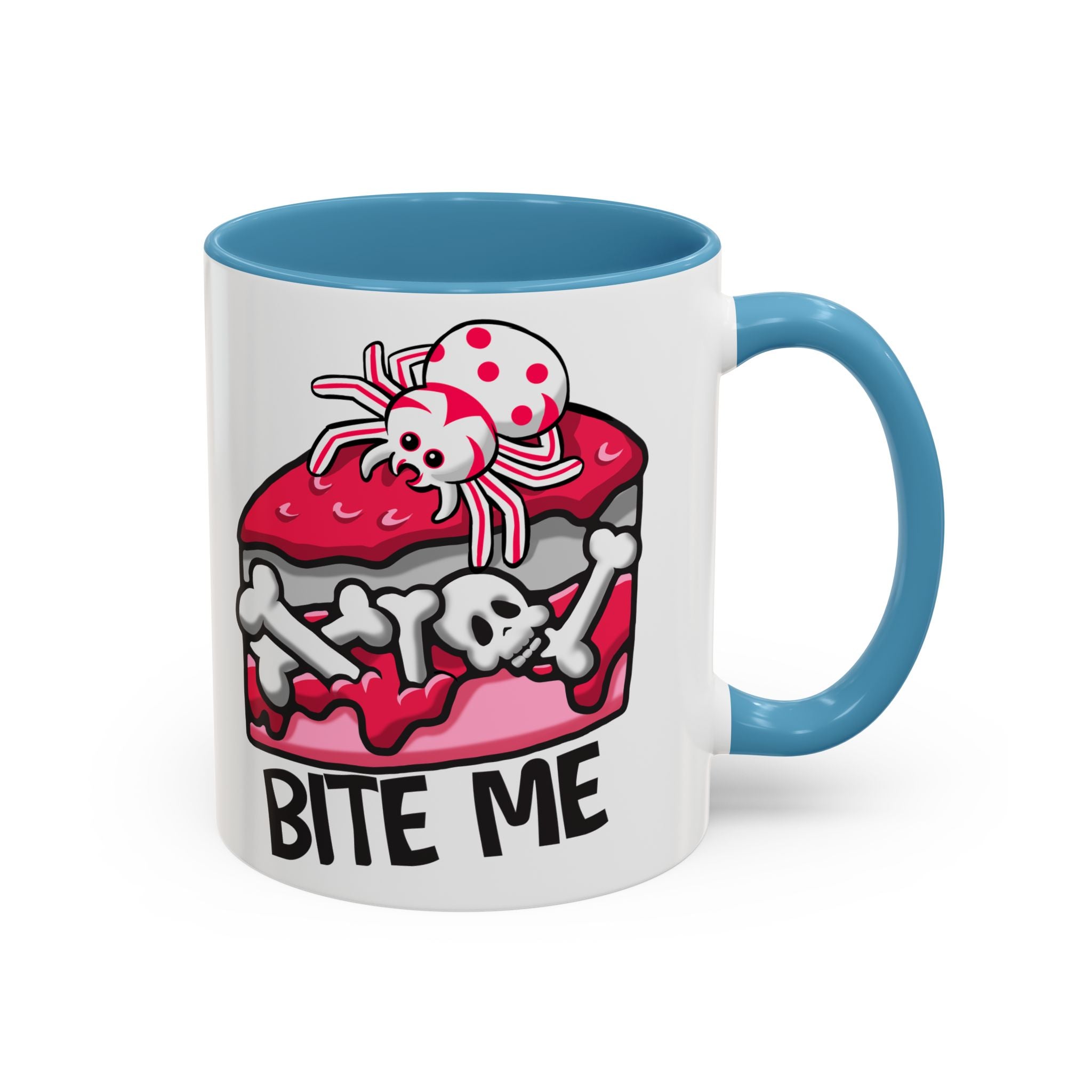 Bite Me Coffee Mug — Cute Creepy Spider Cake Accent Mug anti valentine