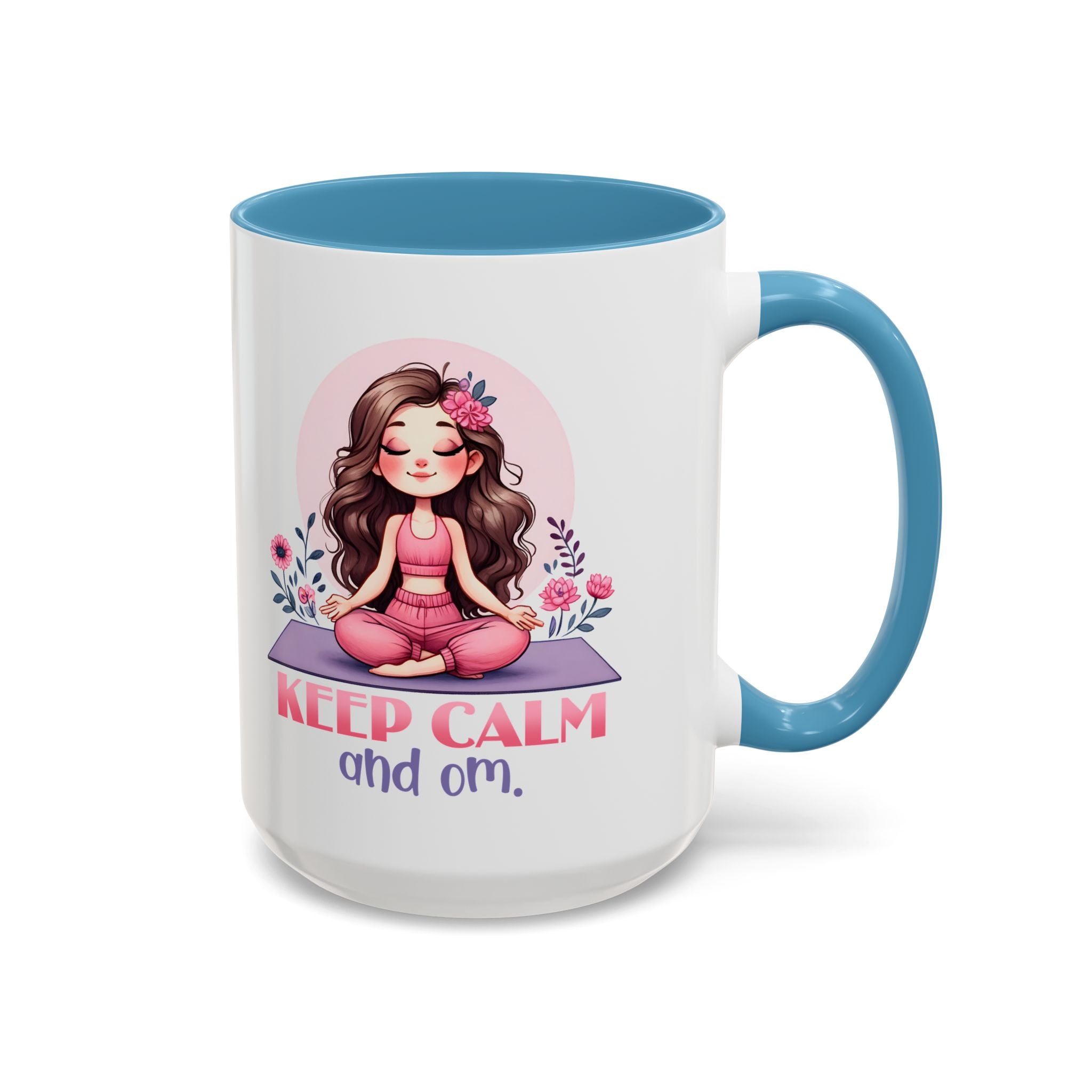 Relaxing Yoga Coffee Mug, Keep Calm and Om Mug, Inspirational Gift, Meditation Mug, Self-Care Coffee Cup, Yoga Lover's Gift