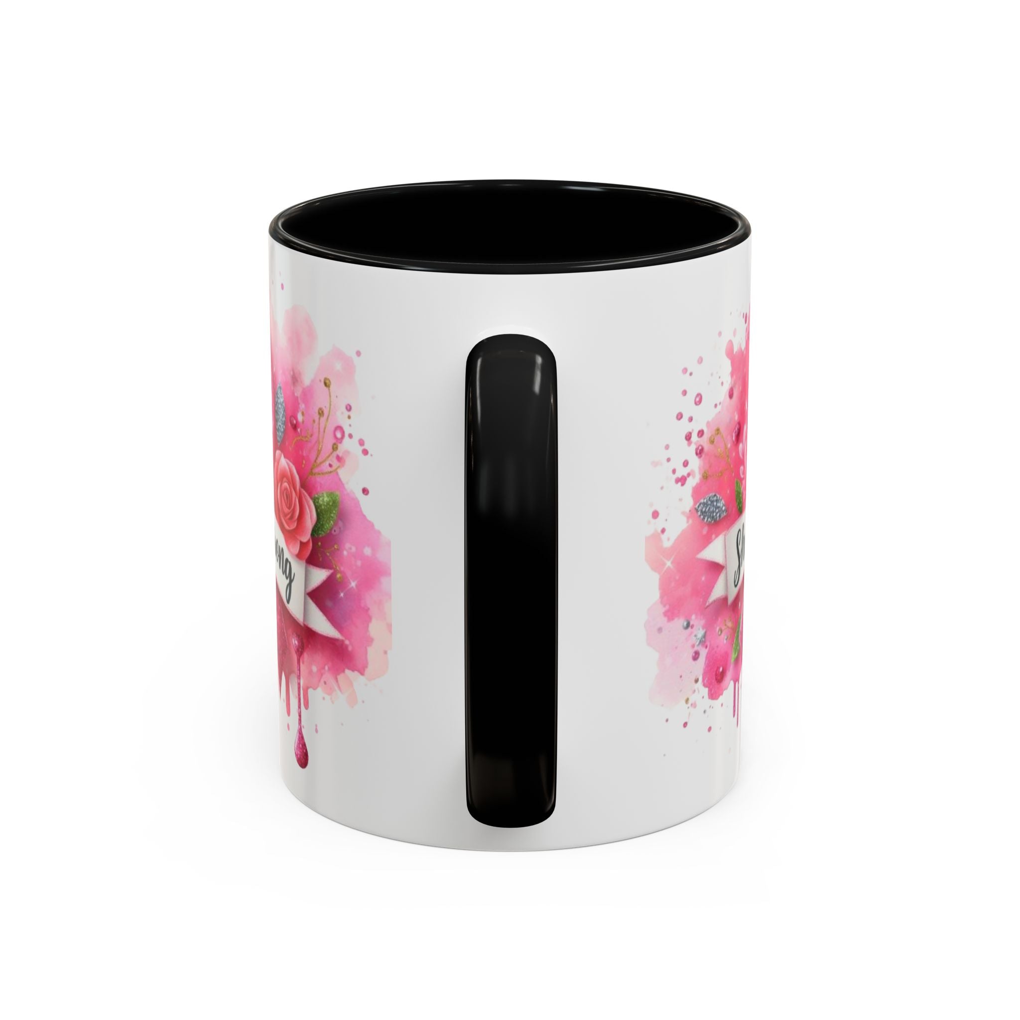 Empowering Pink Ribbon Coffee Mug - She Is Strong, Inspirational Gift for Breast Cancer Awareness, Motivational Drinkware, Supportive [...]