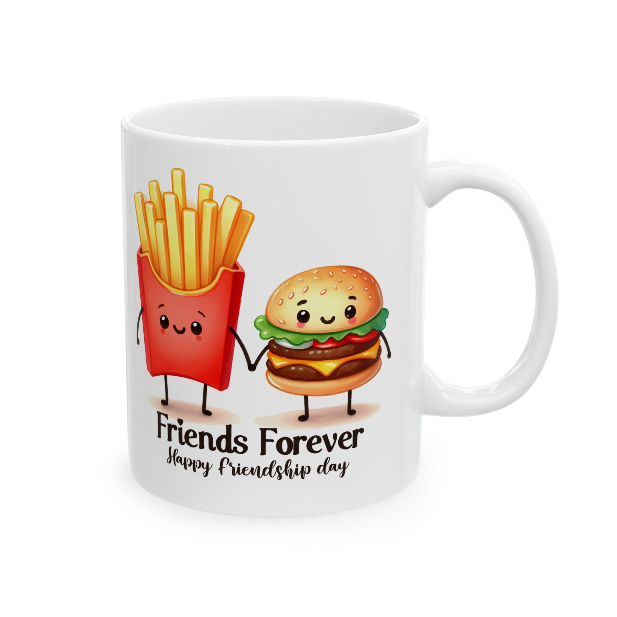 Cute Foodie friends coffee  Mug, Funny Gifts for Food Lovers, Hamburger and French Fries, Best Friend Gift, Coffee Cup for Any Occasion