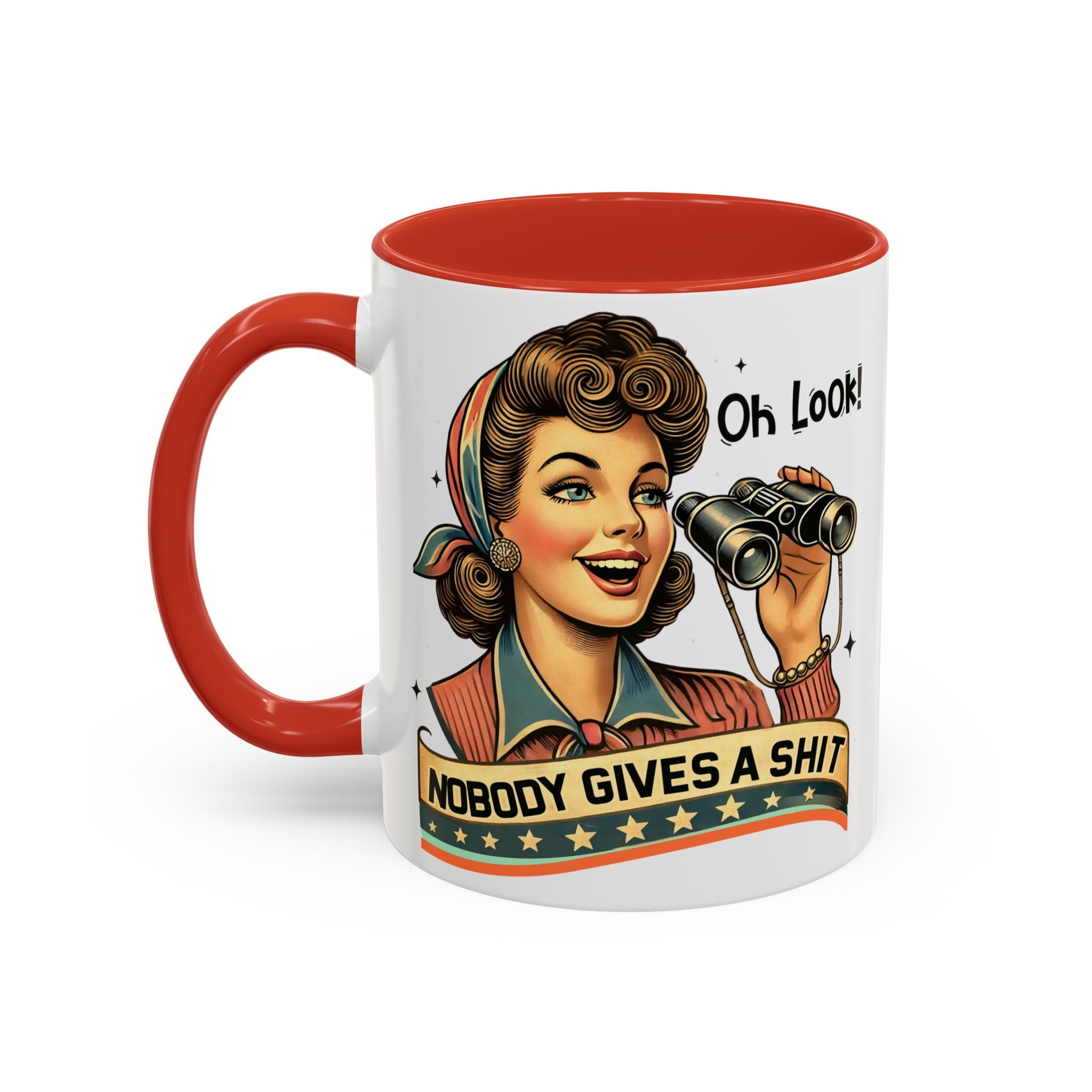 Nobody Gives a Shit Retro Coffee Mug — Funny Vintage Pin-Up Accent Mug (11/15oz)
