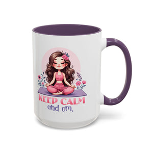 Relaxing Yoga Coffee Mug, Keep Calm and Om Mug, Inspirational Gift, Meditation Mug, Self-Care Coffee Cup, Yoga Lover's Gift