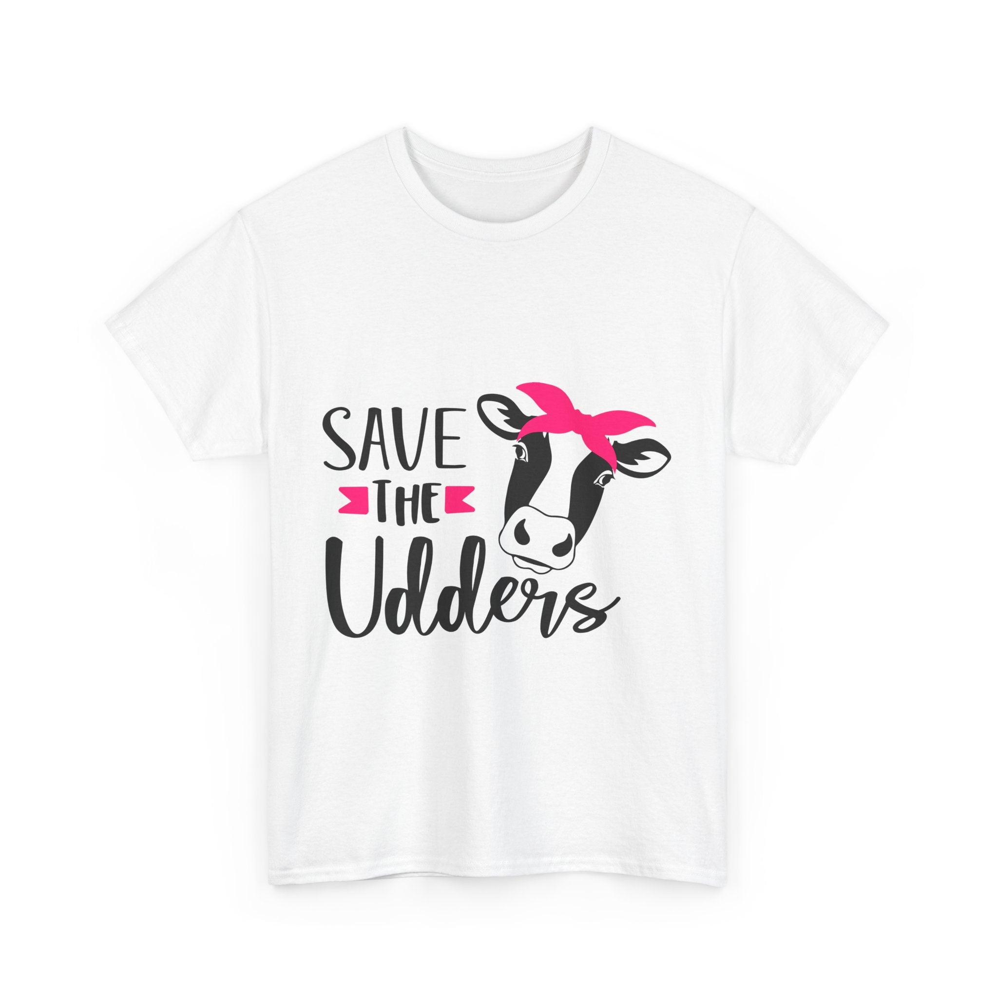 cancer awareness Save the Udders Unisex Heavy Cotton Tee, Fun Cow Tee,  Animal Lover Gift, Casual Tee, Eco-Friendly Apparel