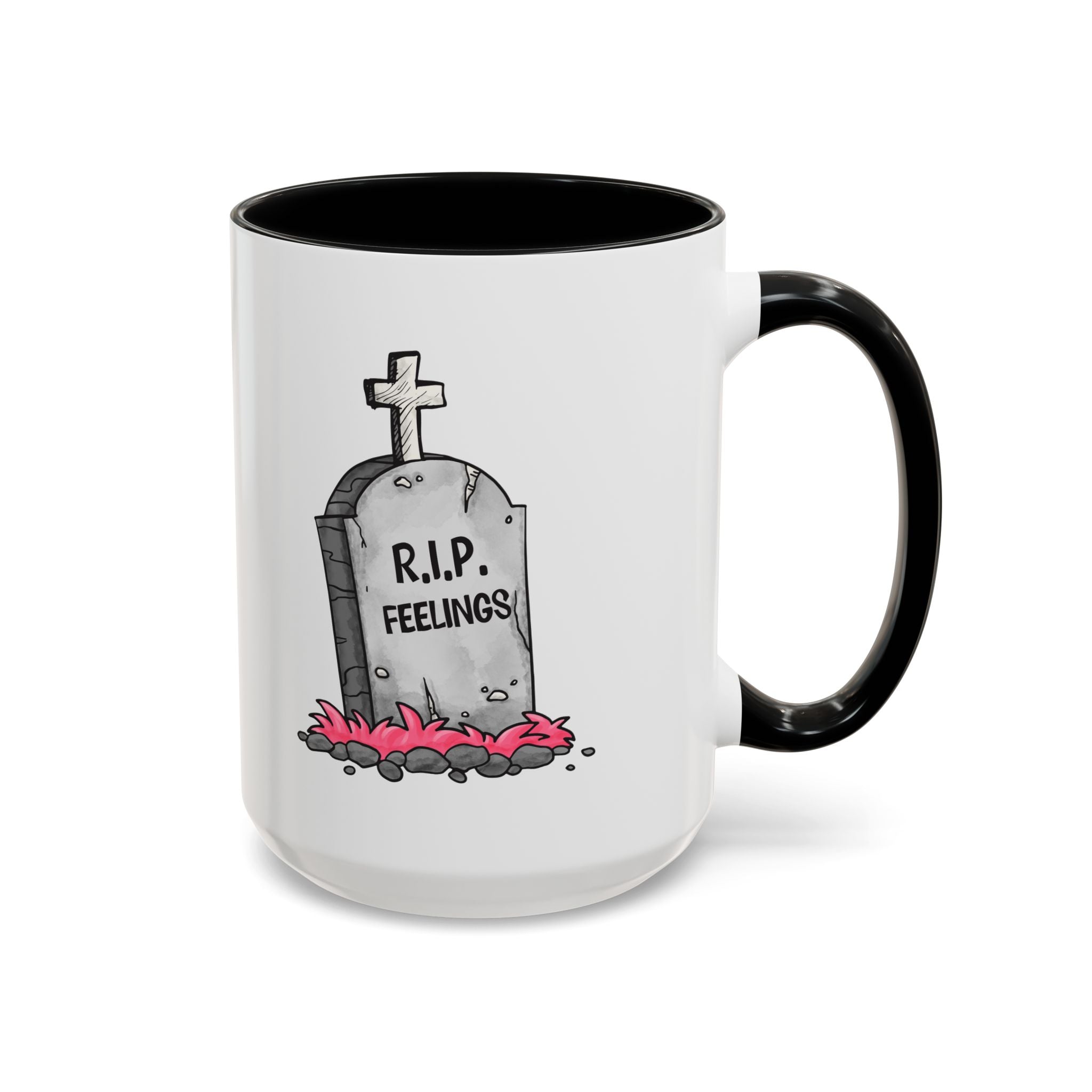 Coffee Mug — RIP Feelings Tombstone Accent Mug anti valentine