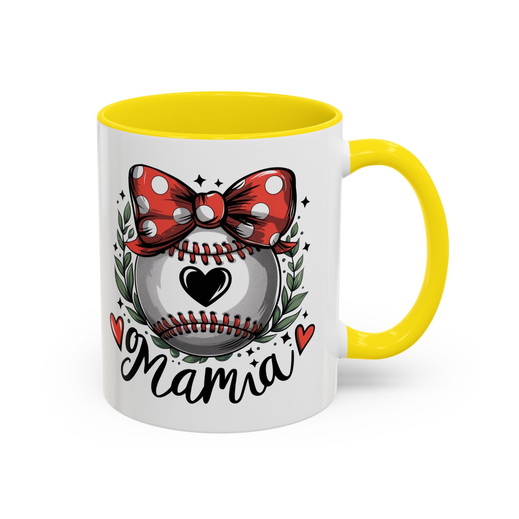 Mama's Accent Coffee Mug | Baseball & Heart Design | Gift for Mom, Mother's Day, Birthday, Coffee Lovers, Baseball Fans