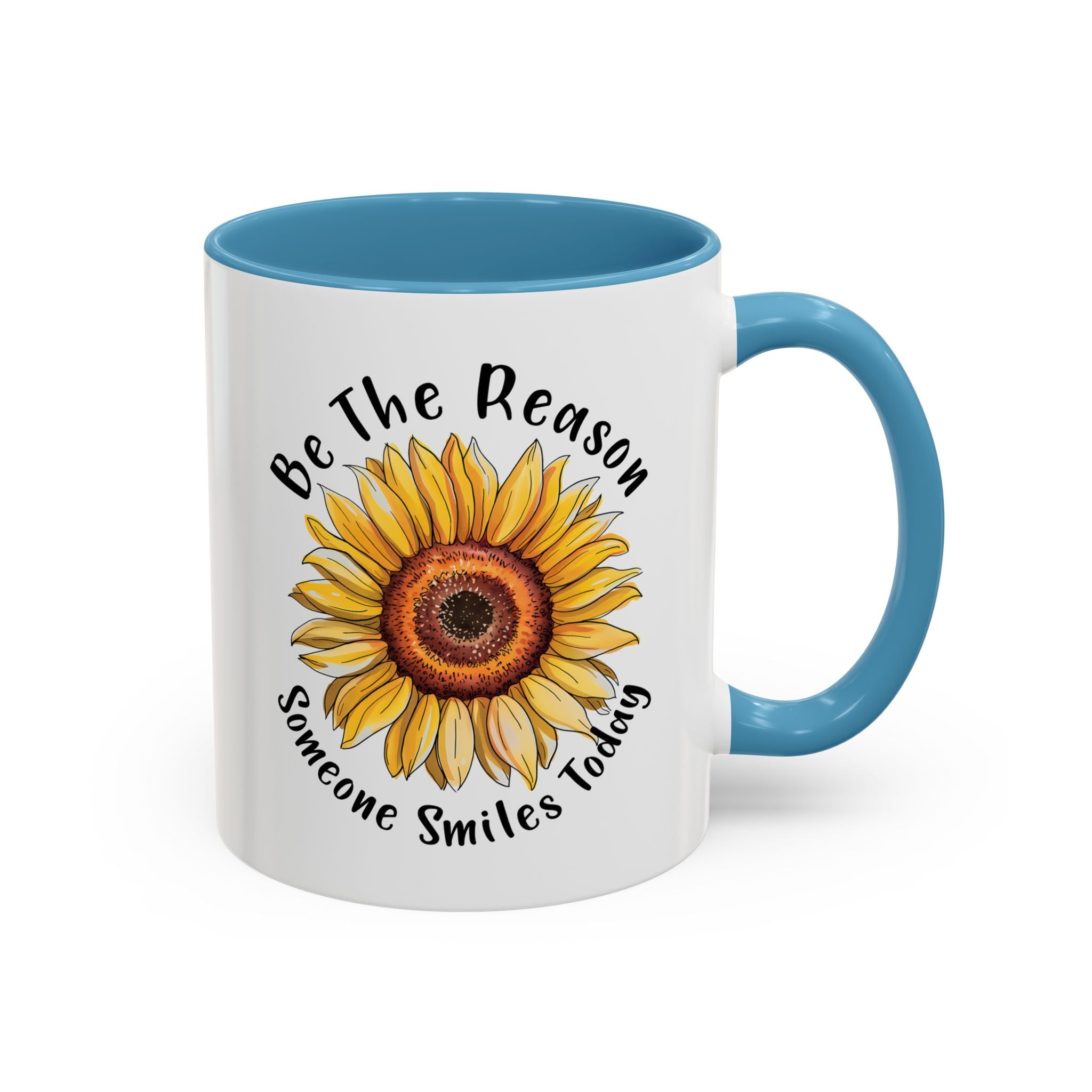 Sunflower Smile Accent Coffee Mug - Cheerful Gift for Friends, Inspirational Mug, 11oz/15oz, Daily Motivation, Brighten Someone's Day
