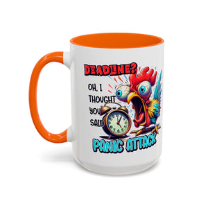 Funny Panic Attack Coffee Mug, Quirky Rooster Mug for Stress Relief, Gift for Teachers, Office Humor, Coworker Gift, Fun Coffee Cup