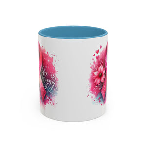 Breast Cancer Awareness Coffee Mug - Inspirational Gift, Motivational Drinkware, Supportive Cup, Pink Ribbon Design, She Is Strong