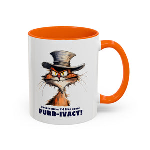Funny Cat Coffee Mug - Purr-ivacy & Puppy Humor, Gifts for Cat Lovers, Home Office Accessories, Birthday, Pet Owner Mug