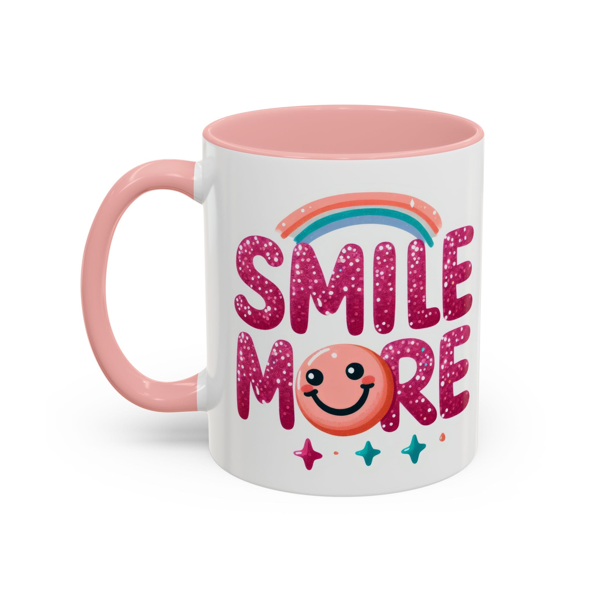 Smile More Coffee Mug – Cute Rainbow Smiley Accent Mug (11/15oz)
