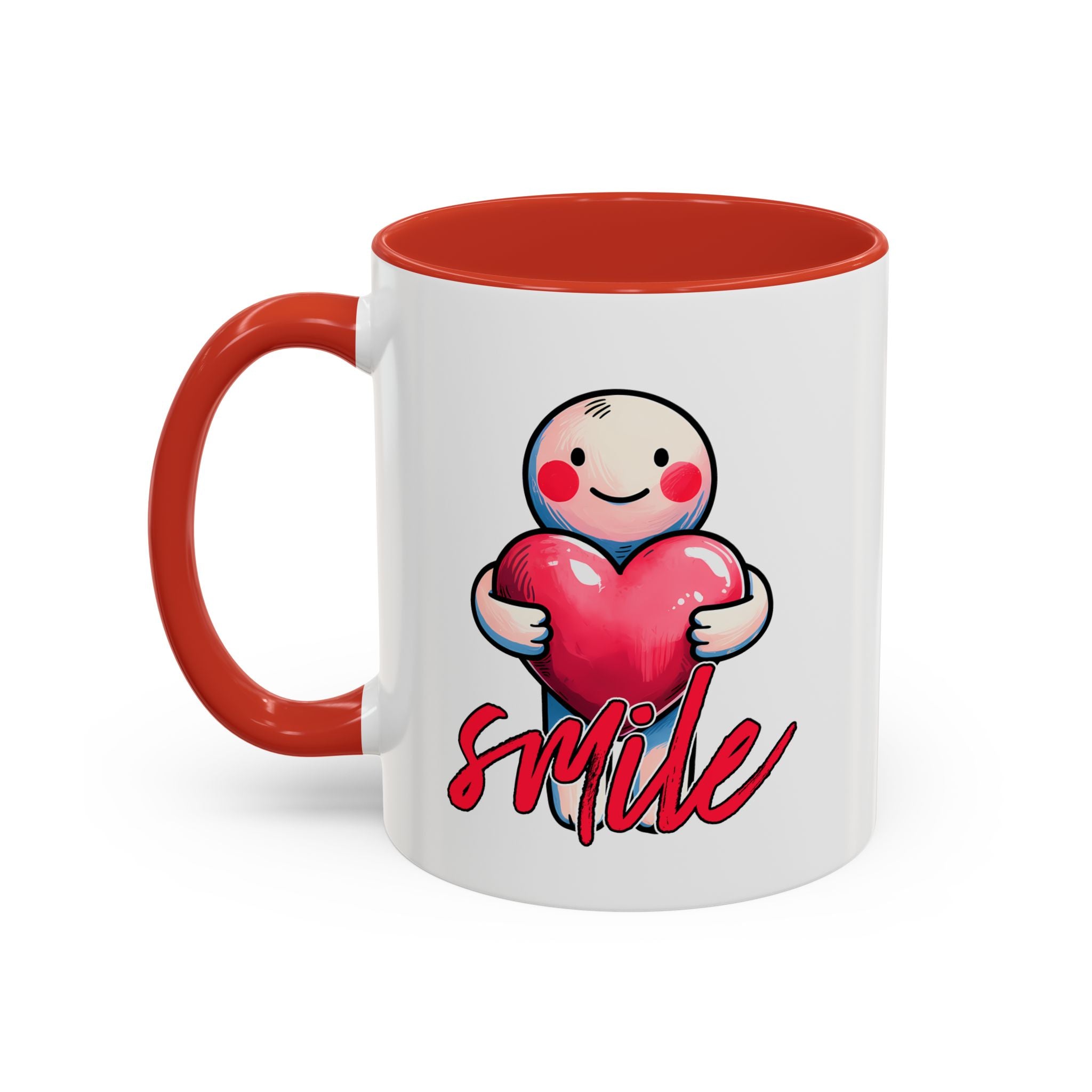 Smiling Heart Accent Coffee Mug - 11oz & 15oz | Cute Gift for Friends & Family